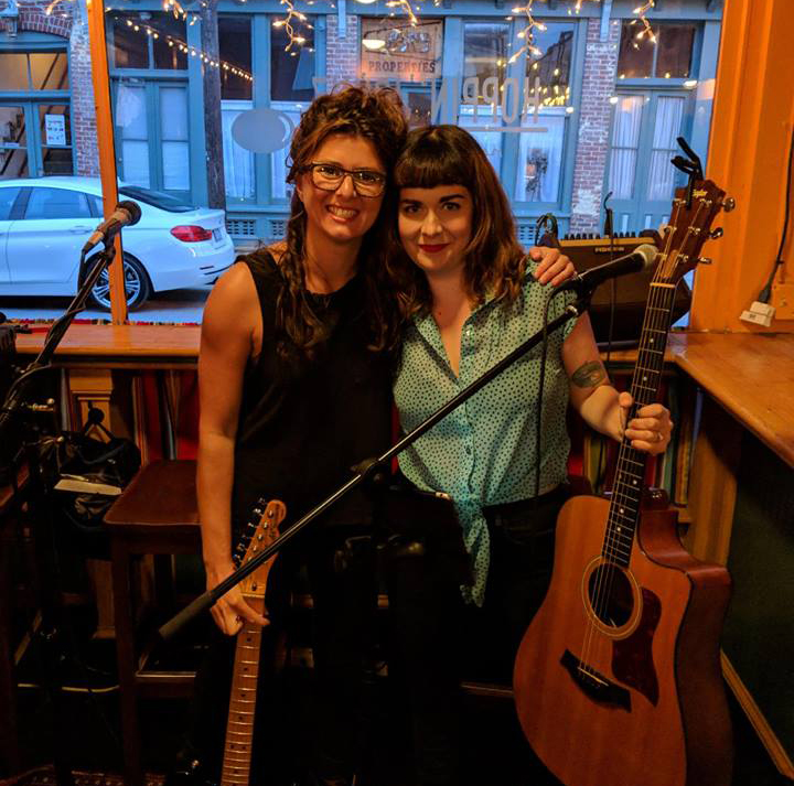 singers holly and molly posing for photo, live music at hoppin' johnz