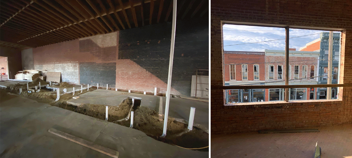 construction update of brewery in downtown Elizabeth City, NC, Seven Sounds Brewing Company