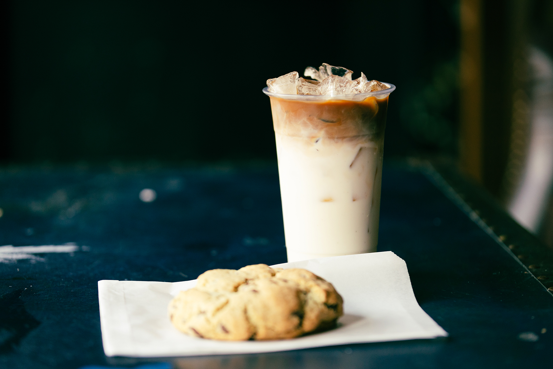 iced coffee and cookie from downtown bakery in elizabeth city nc